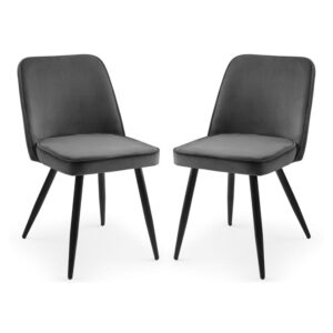 Babette Grey Velvet Dining Chairs In Pair