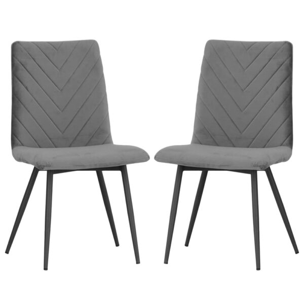 Casey Dark Grey Velvet Dining Chairs With Metal Legs In Pair