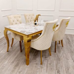 Laval Pandora Sintered Stone Dining Table 4 Benton Cream Chairs