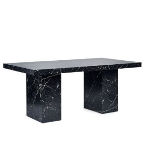 Rama Wooden Dining Table In Black Marble Effect