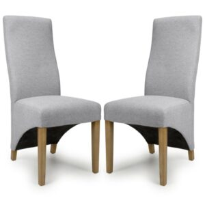 Basreh Light Grey Weave Fabric Dining Chairs In Pair