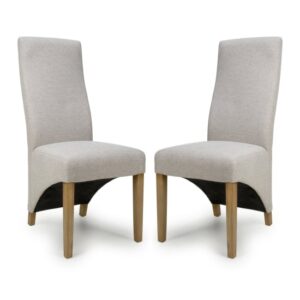 Basreh Natural Weave Fabric Dining Chairs In Pair