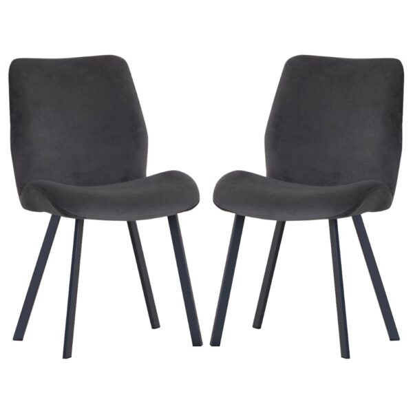 Brush Graphite Velvet Dining Chairs With Metal Legs In Pair