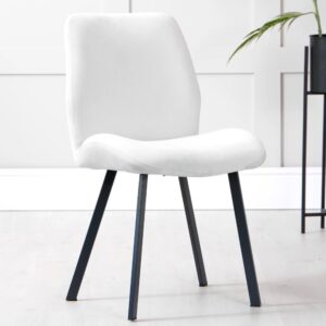 Brush Velvet Dining Chair With Metal Legs In Limestone