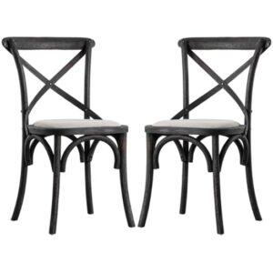 Caria Cross Back Black Wooden Dining Chairs In A Pair