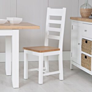 Elkin Ladder Back Wooden Dining Chair In Oak And White