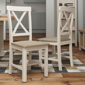 Rosemont Dove Grey Wooden Dining Chairs In Pair