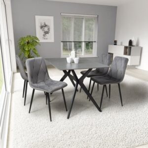 Tarsus 1.2m Grey Dining Table With 4 Lenoir Light Grey Chairs