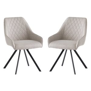 Valko Stone Fabric Dining Chairs Swivel In Pair