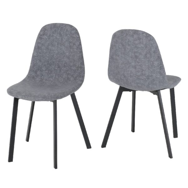 Batavia Dark Grey Fabric Dining Chairs In Pair