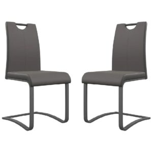 Gerrans Grey Leather Dining Chairs With Grey Legs In Pair