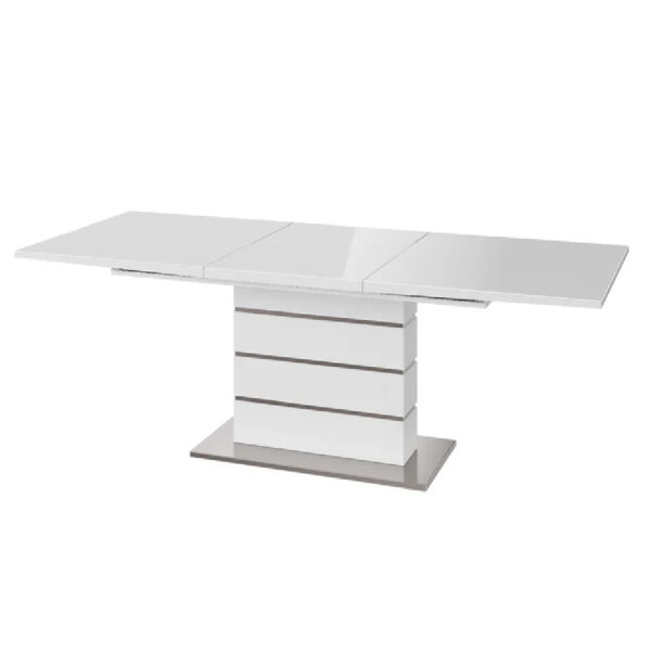 Macon High Gloss Butterfly Extending Dining Table In White