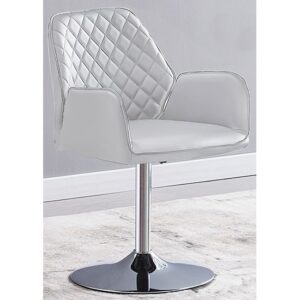 Bucketeer Faux Leather Dining Chair In White with Swivel Action