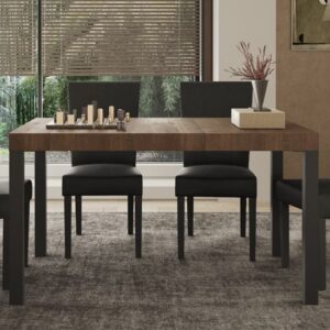 Edison Wooden Dining Table 140cm In Mercury Oak And Metal Legs