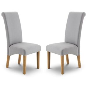 Ramos Shale Grey Linen Fabric Dining Chair In Pair