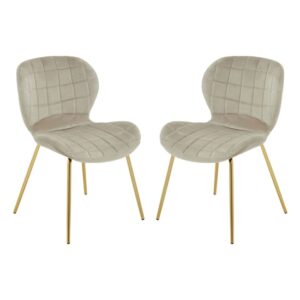 Warden Mink Velvet Dining Chairs With Gold Legs In A Pair