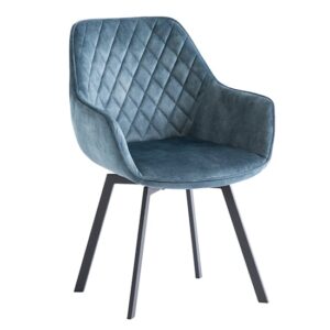 Viha Swivel Velvet Dining Chair In Teal