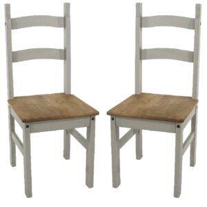 Consett Grey And Oak Wooden Dining Chairs In Pair