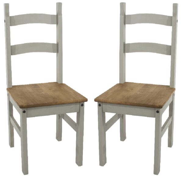 Consett Grey And Oak Wooden Dining Chairs In Pair