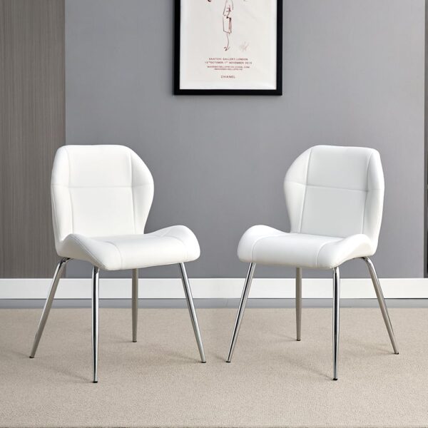 Darcy White Faux Leather Dining Chairs In A Pair