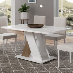 Enna High Gloss Dining Table Rectangular In White