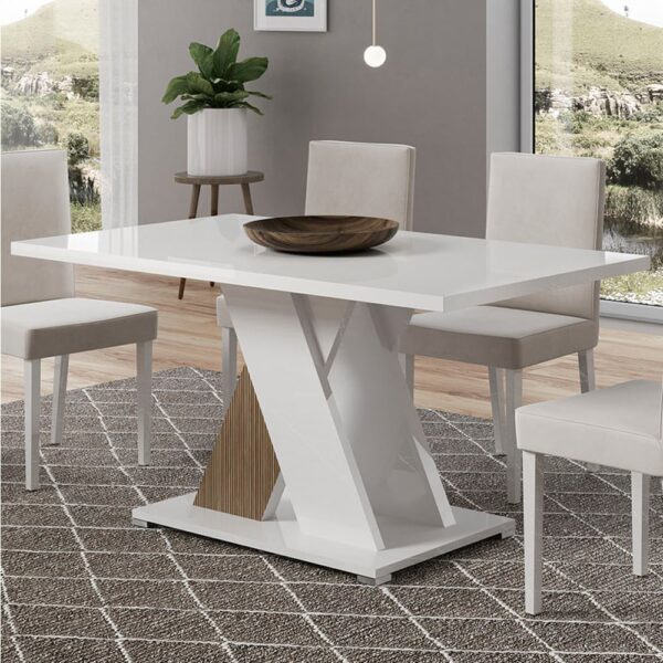 Enna High Gloss Dining Table Rectangular In White