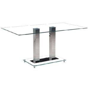 Jet Large Clear Glass Dining Table With Chrome Supports