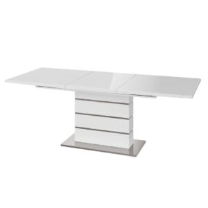 Macon High Gloss Butterfly Extending Dining Table In White