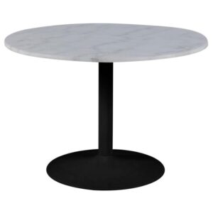 Taraji Marble Dining Table With Black Base In Guangxi White