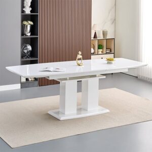 Genisimo Large High Gloss Extending Dining Table In White