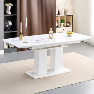 Genisimo Small High Gloss Extending Dining Table In White